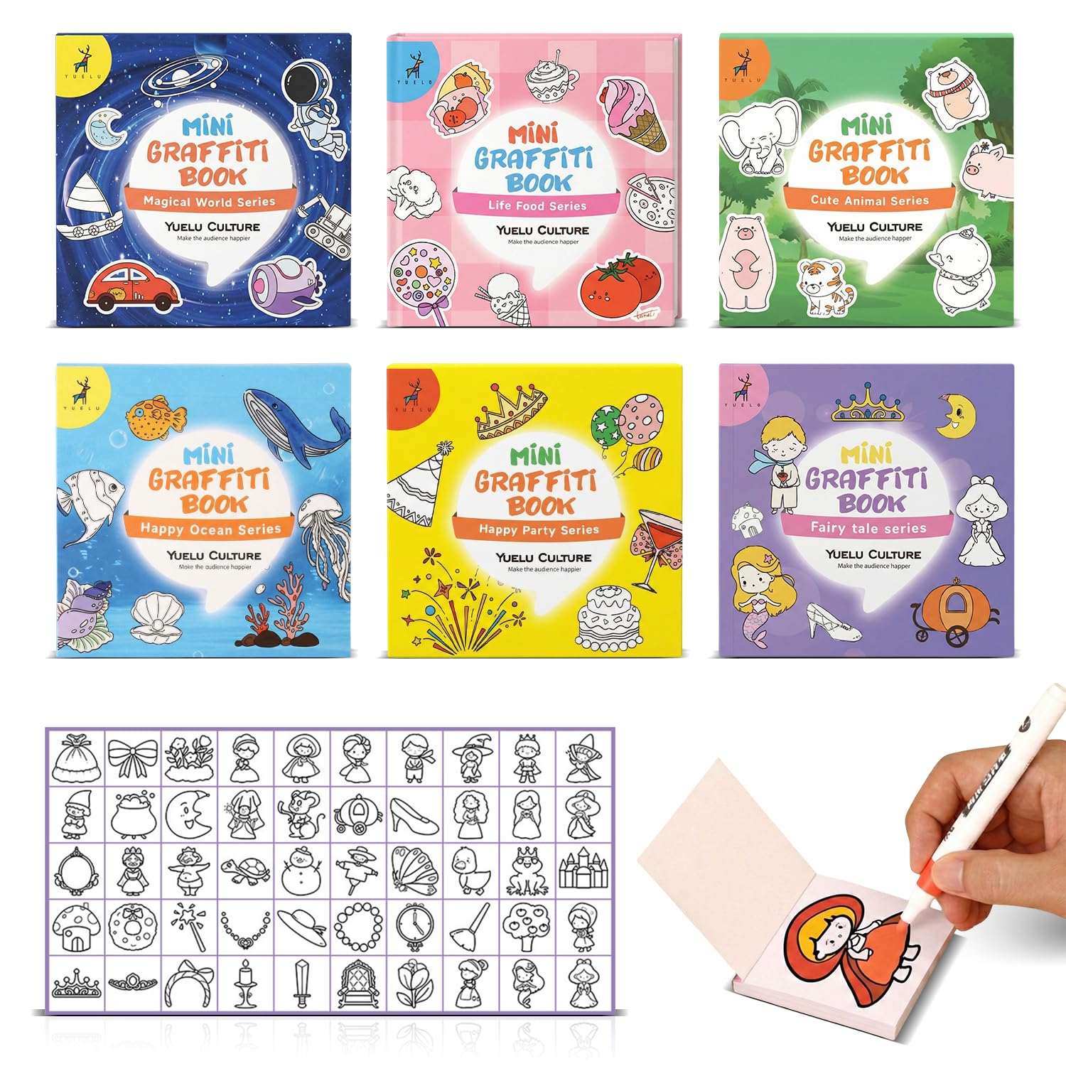 FINEMOE Mini Coloring Books for Kids with 50 Sheets 300 Patterns, Birthday Party Return Gift Bulk, Travel Friendly, Screen Free Activity, Kids Party Favours, Educational Montessori Gift (Set of 6)-image-34