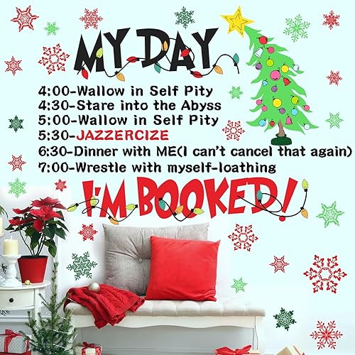Miniatura 8 de Calcomanías de pared de Navidad, divertidas citas de Navidad, calcomanías de pared de pino de Navidad, calcomanías de pared de copos de nieve