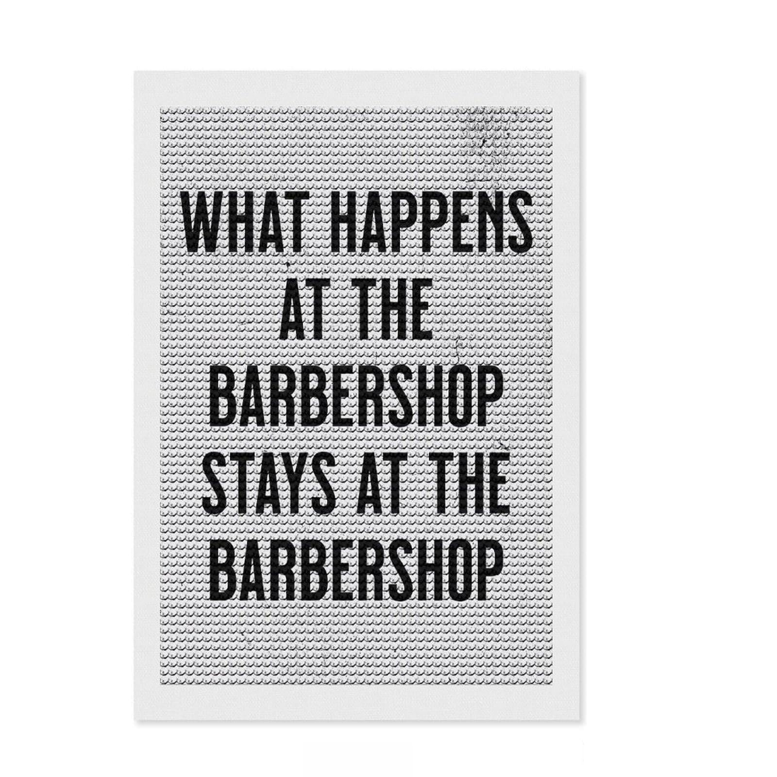 Junmoney What Happens Barbershop Diamond Art Canvas 8"x12", Finish and Display, Sparkling Round Gems, Easy Handmade Project, Home Wall Decor