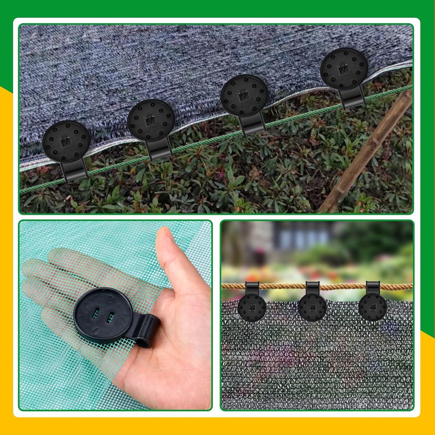 50 Clips Plastiques Pour Toile D'Ombre | Fixation Filet Jardin, Bâche, Serre | Avec Œillet Et Design Pratique