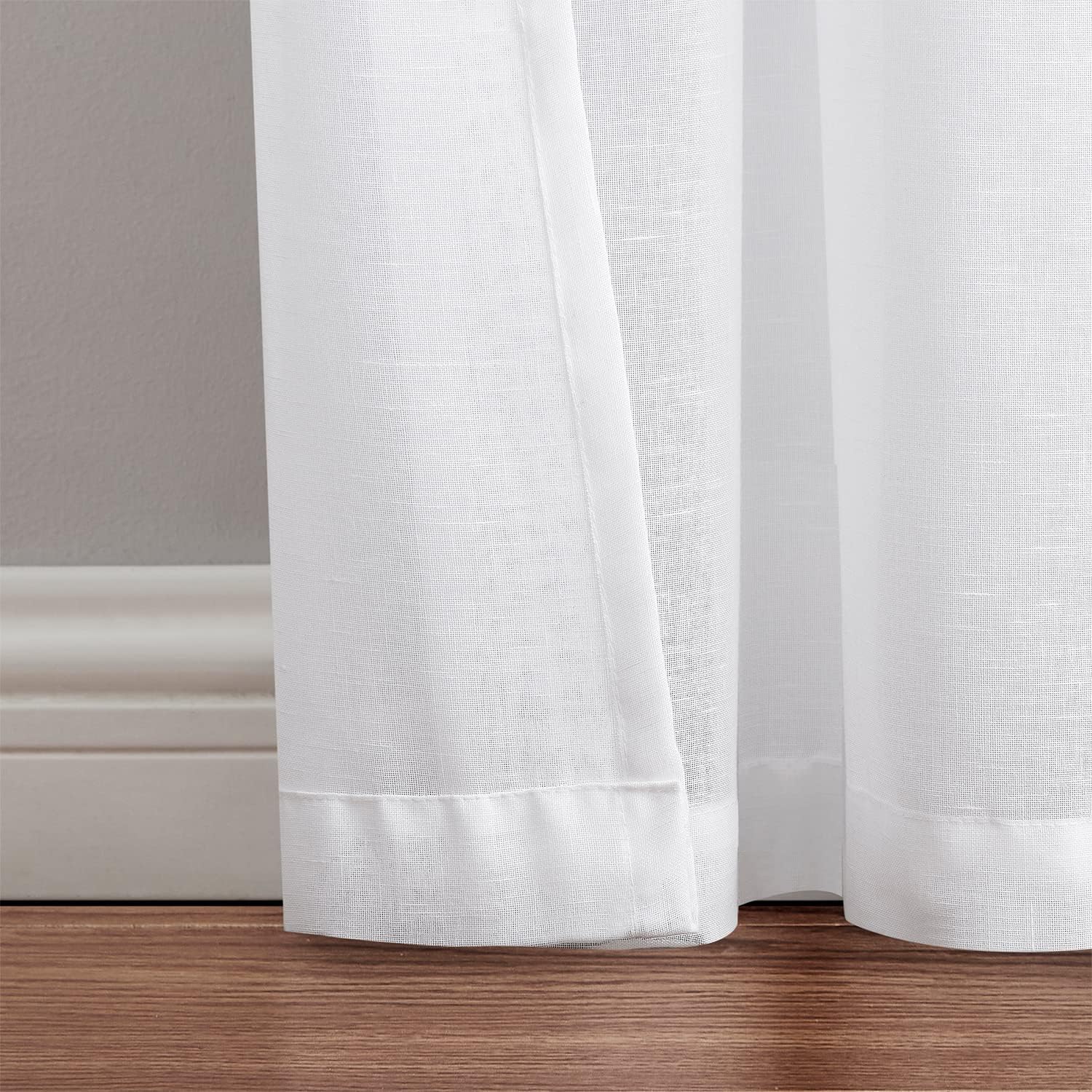 White Sheer Polyester Tab Top Window Curtain Panel, 87" Length