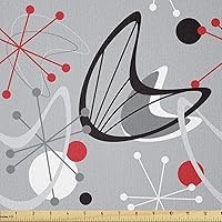 Vista 93 de Ambesonne - Tela de helado por The Yard, deliciosos alimentos fríos de verano en conos estilo Kawaii patrón ilustrado, tela decorativa