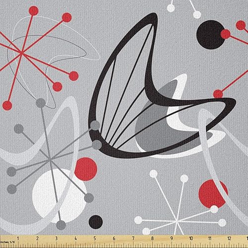 Miniatura 93 de Ambesonne - Tela de helado por The Yard, deliciosos alimentos fríos de verano en conos estilo Kawaii patrón ilustrado, tela decorativa