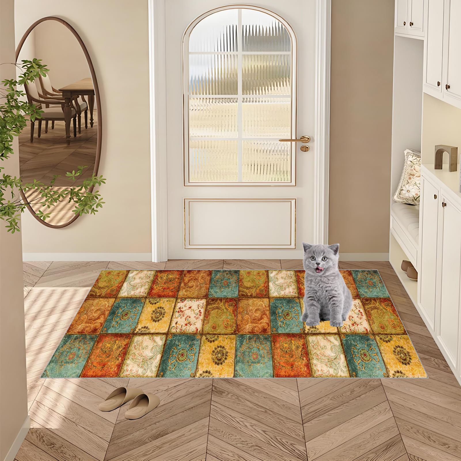 Tappeto Passatoia Corridoio 100 x 220 cm Antiscivolo Tappeto per Cucina Tappeto Ingresso Interno Lungo Tappeto Passatoia Corridoio Lungo per Corridoio Salotto Camera da Letto Bagno