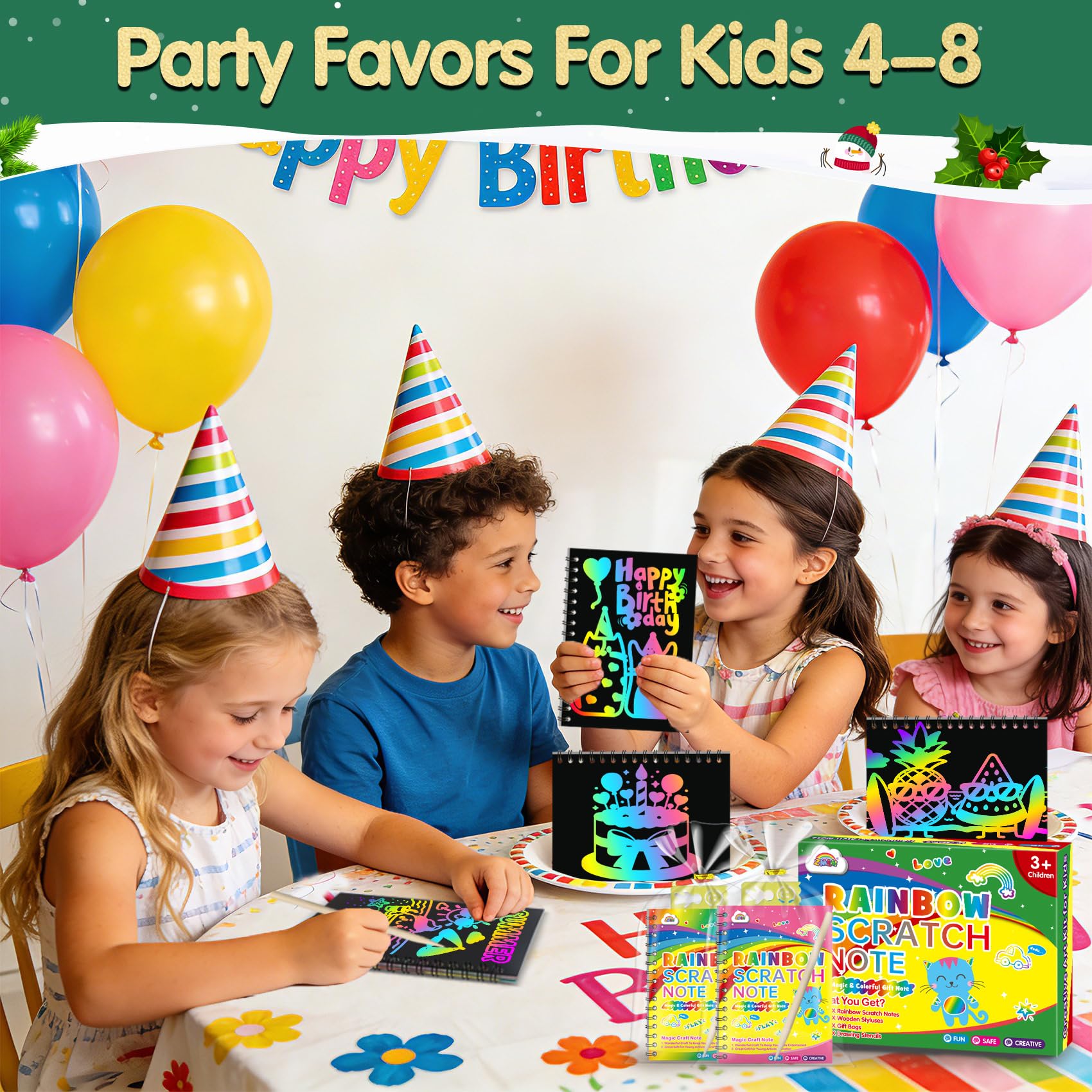 ZMLM 24 Scratch Art Bambini Kit Disegno con 24 Stencil 24 Penna in Legno - Gadget Compleanno Bambini - Regalini Fine Festa Compleanno per Bambina Bambino Alunni 3-12 Anni Anno