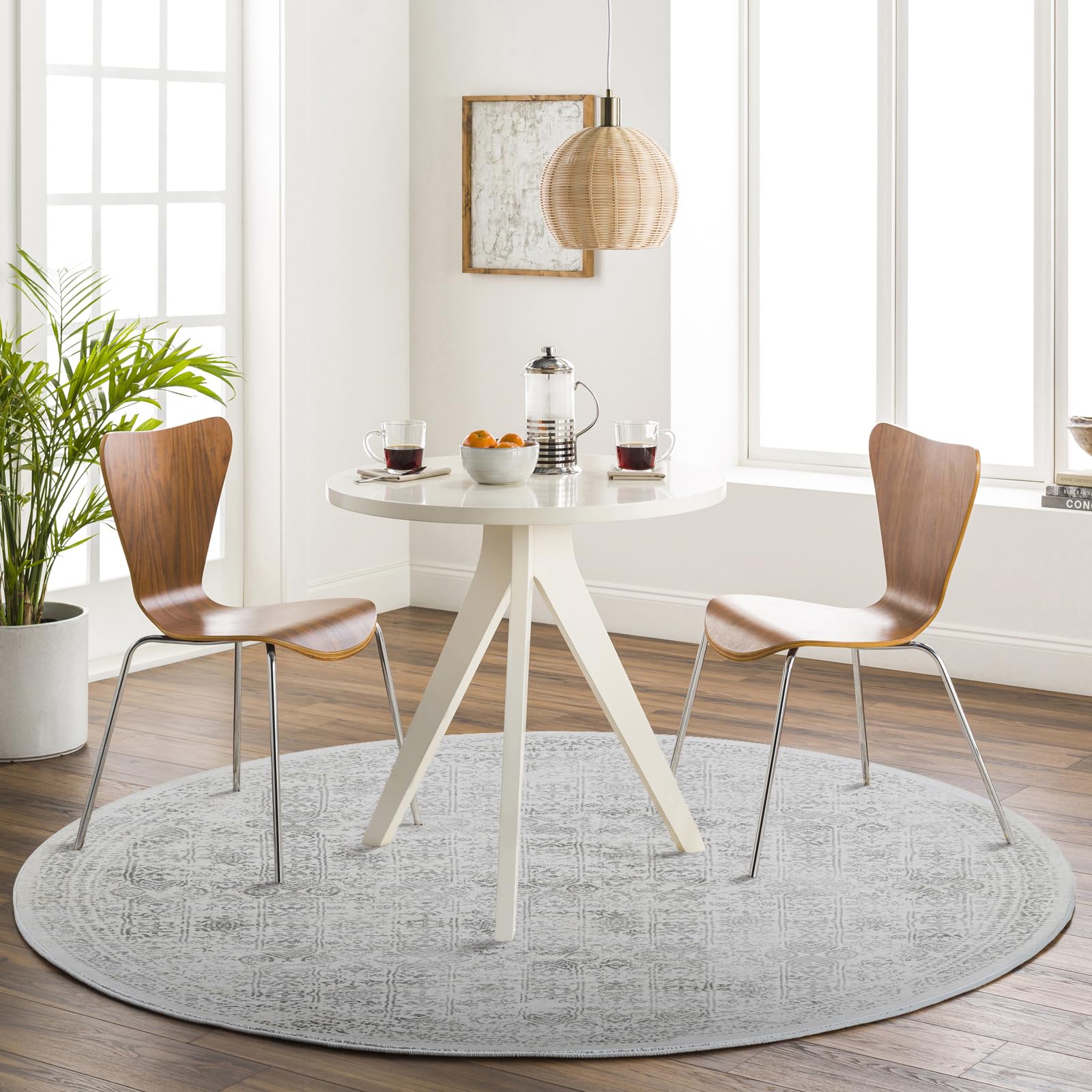 Livabliss Vicky Marrakech Vintage Style Floor Covering Rug 160 cm – Scandi Neutral Boho Pattern for Living Room & Bedroom, Easy Care, Grey & Cream