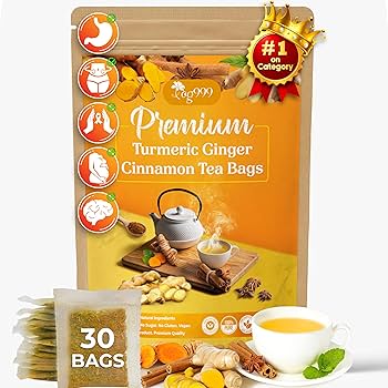 Amazon.com : TOG999, 30 Bags Premium Turmeric Ginger Cinnamon Tea