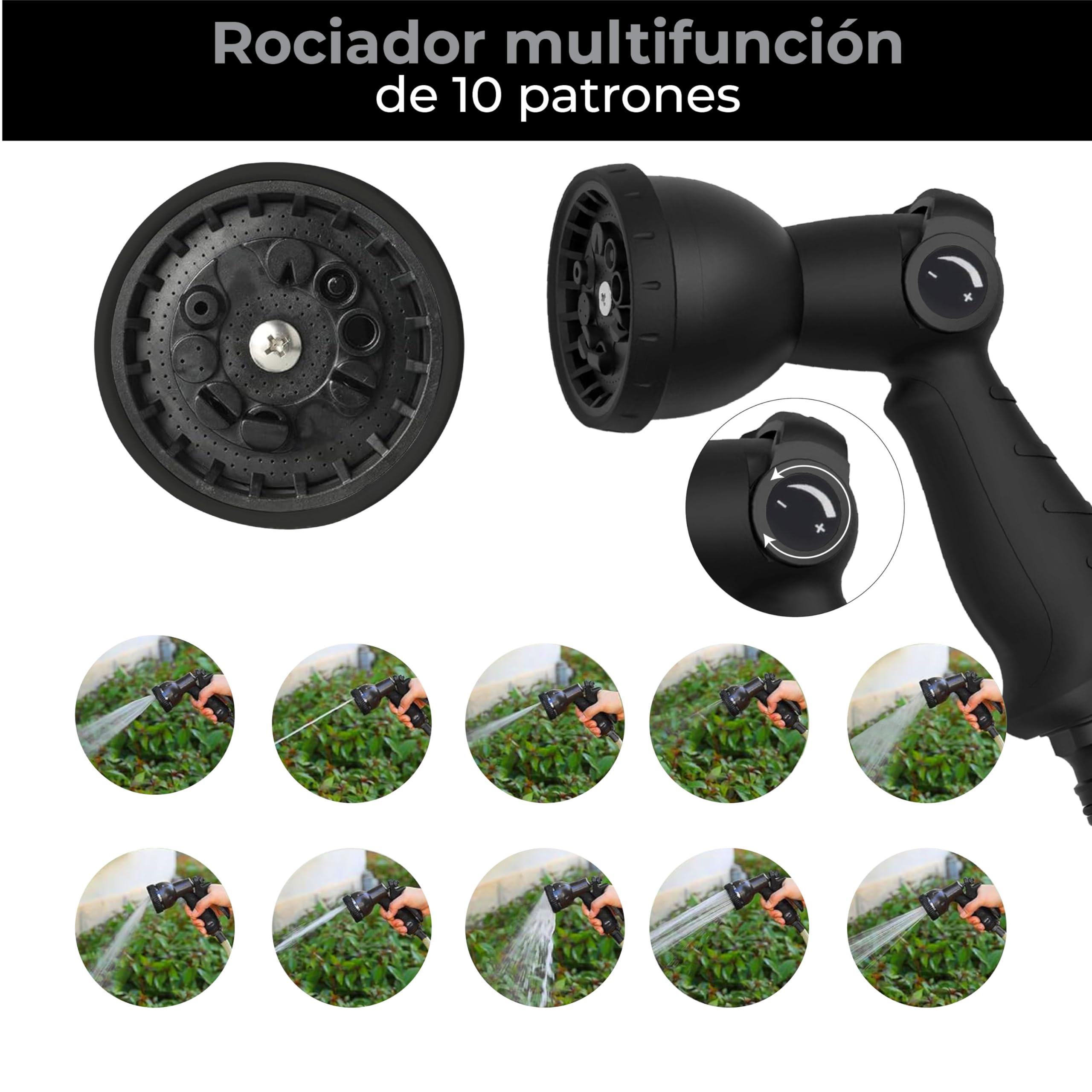 Enrollador de manguera Jardin - 40 Metros - Carrete de Manguera con función de enrollado automático Giratorio 180° - Negro