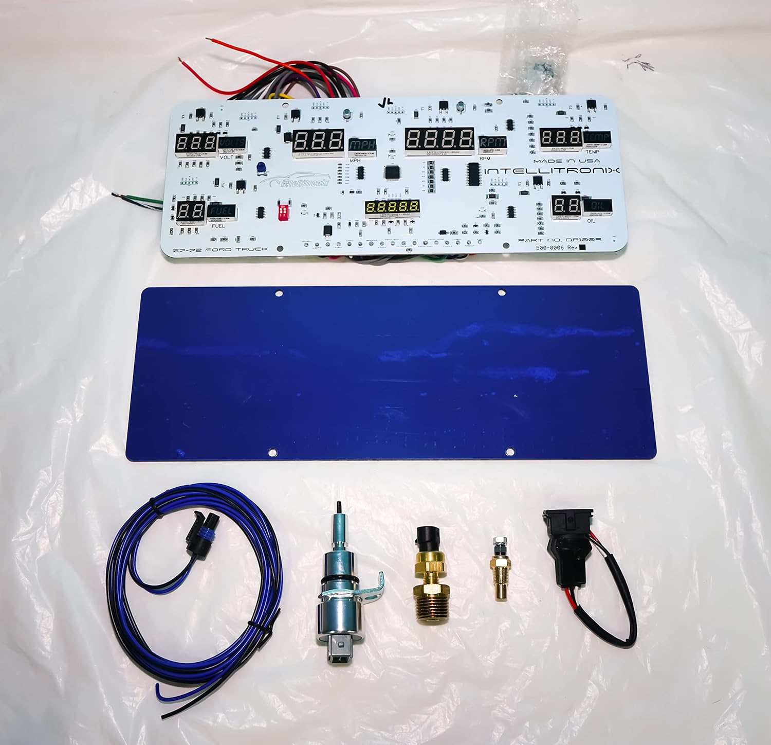 Intellitronix LED Digital Dash Replacement Panel Compatible with Ford Truck 1967-1972 DP1009B (Blue)