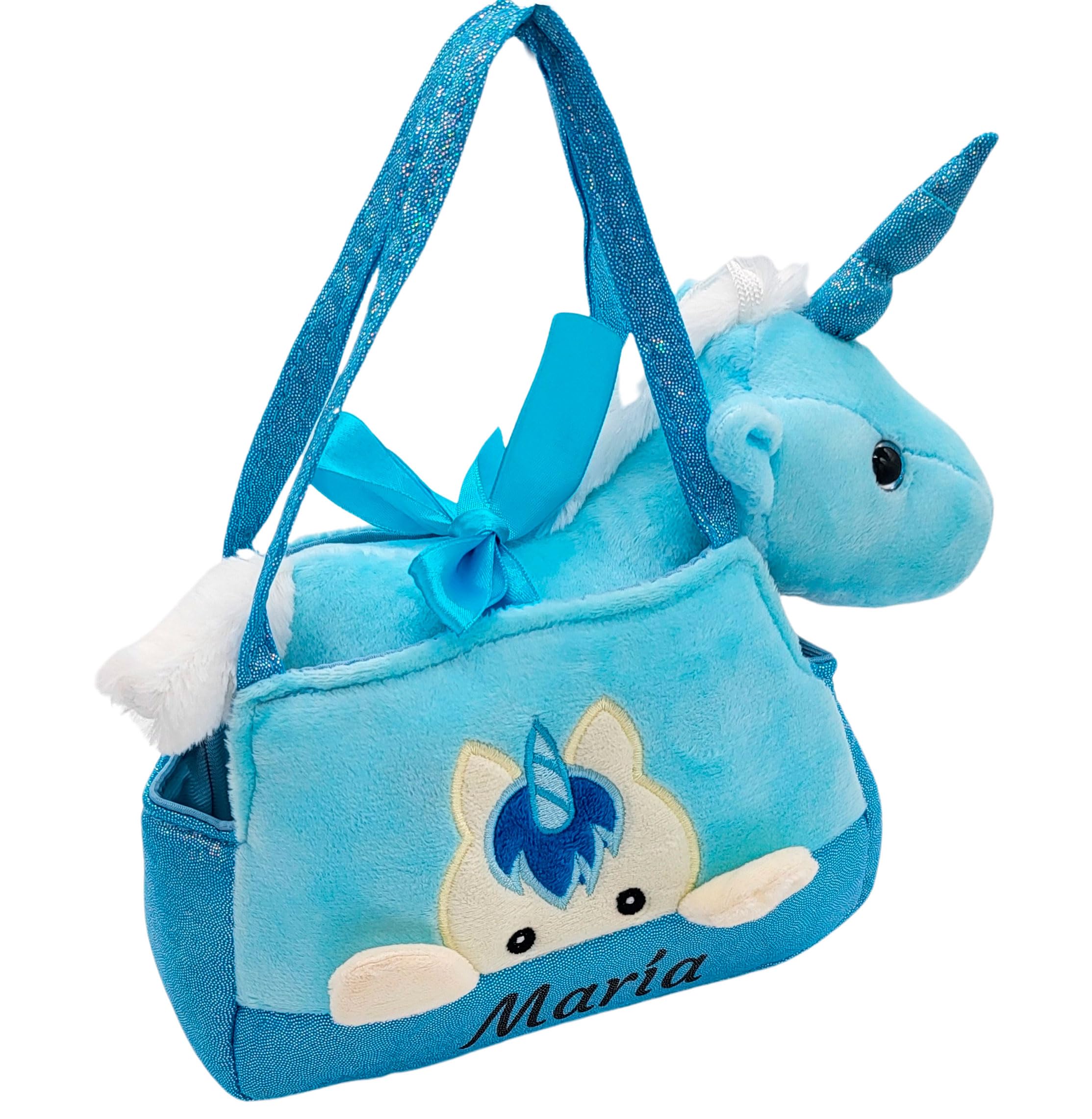 Bolso Niña Personalizado | Unicornios para niñas | Unicornio Peluche | Bolso Unicornio Niña | Regalos para Niñas Personalizados | Peluches Bonitos | Peluches Personalizados (Azul)