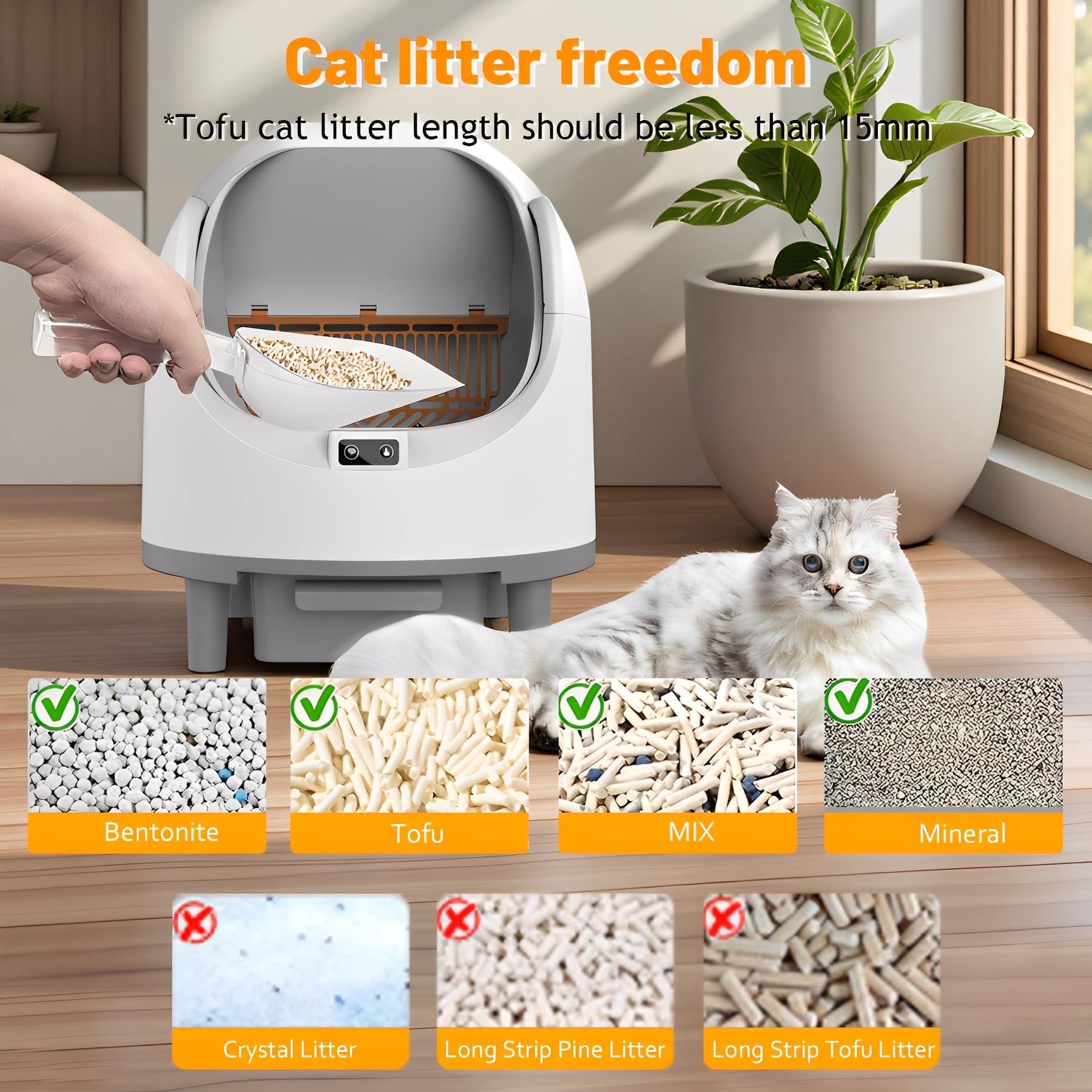 Arenero Gatos Autolimpiable, Caixa de Areia para Gatos, Arenero Automatico | Control por App, Silencioso y Seguro, Caja de Arena Automática con Protección Integrada, Ideal para Múltiples Gatos