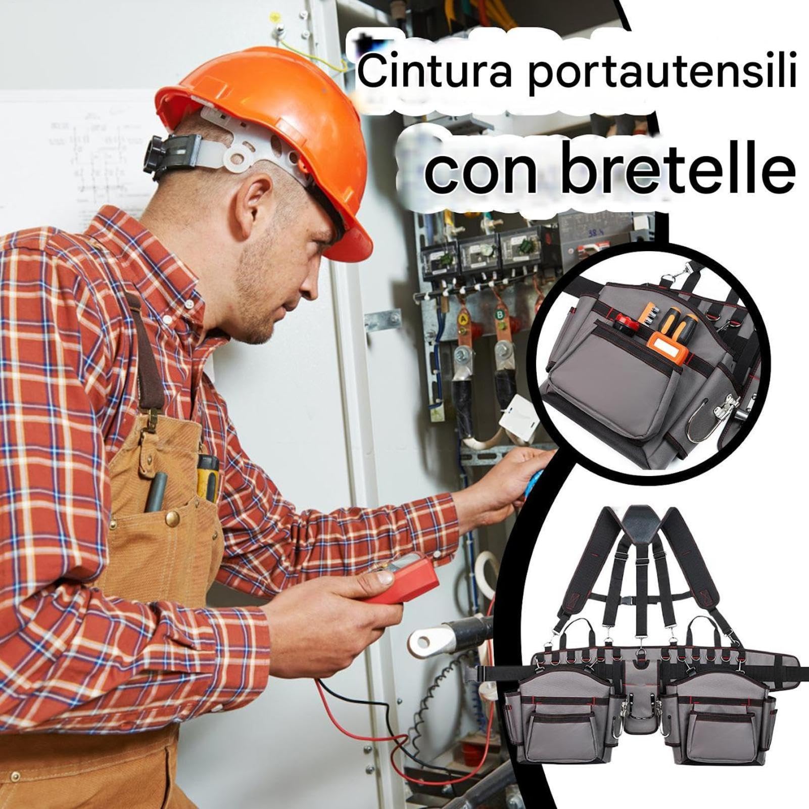 Cintura Portautensili Uomo Gilet regolabile portautensili multiuso | Cintura Portautensili Per Uomo Per carpentieri, falegnami, elettricisti, edilizia, giardinaggio, esterno ed interno