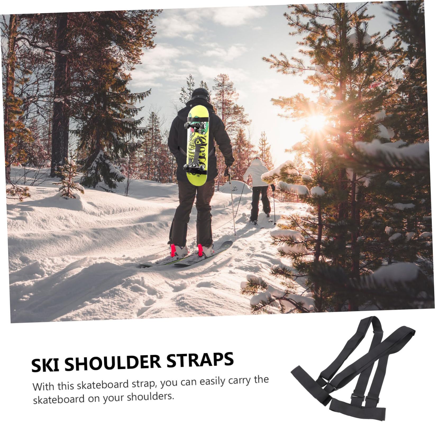 CONGARTENO Snowboard Straps Skateboard Racks Ski Boot Carry Strap Snowboard Shoulder Strap Ski Boot Carrier Strap Snowboard Carrier Strap Skijoring Harness Ski Strap and Pole Nylon Black