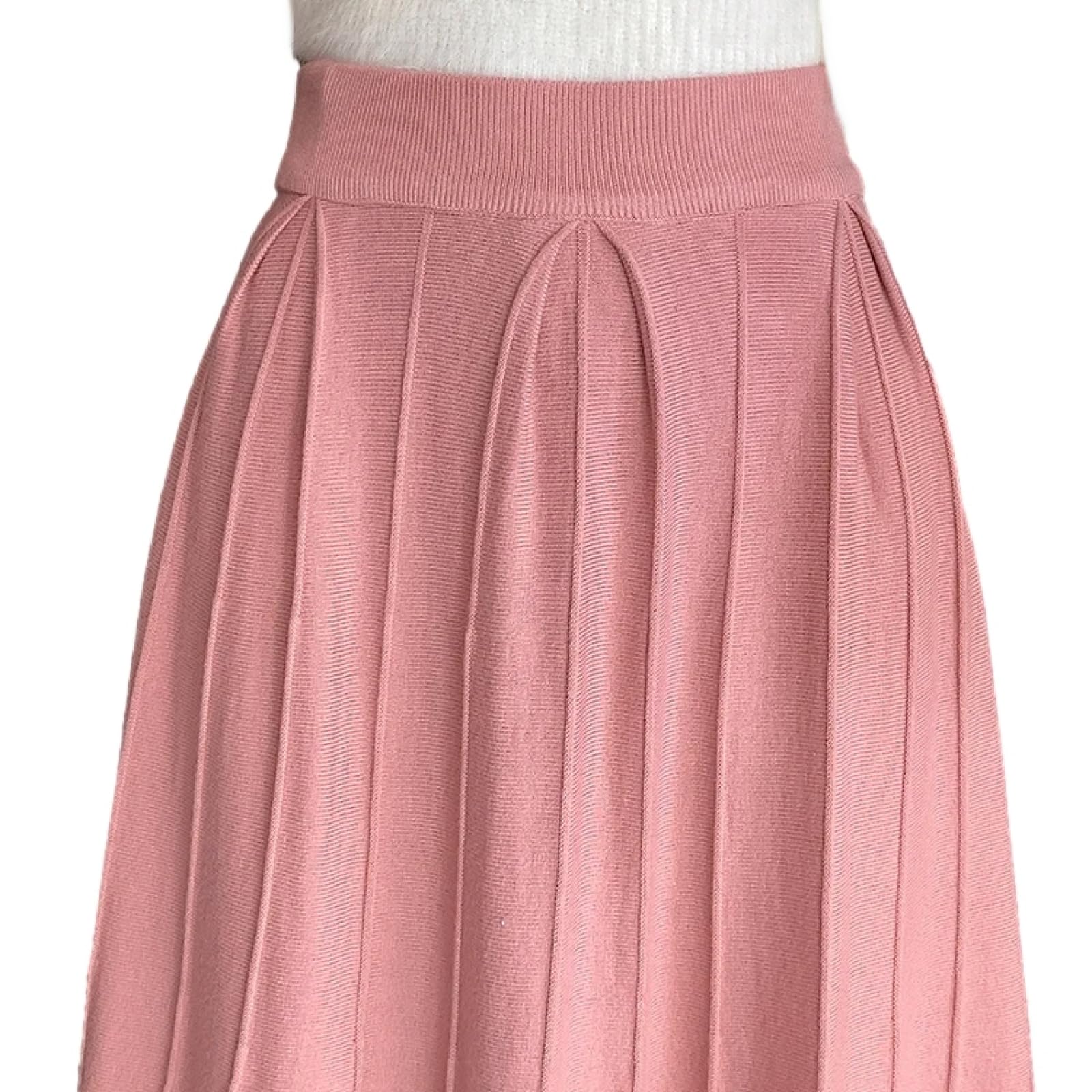OLEETS Strickrock Für Damen - Frauen Stricken Langen Rock Herbst Winter A-Linie Hohe Taille Gefaltete Rock Mode Streetwear Einfache Klassische Für Party Arbeit Büro