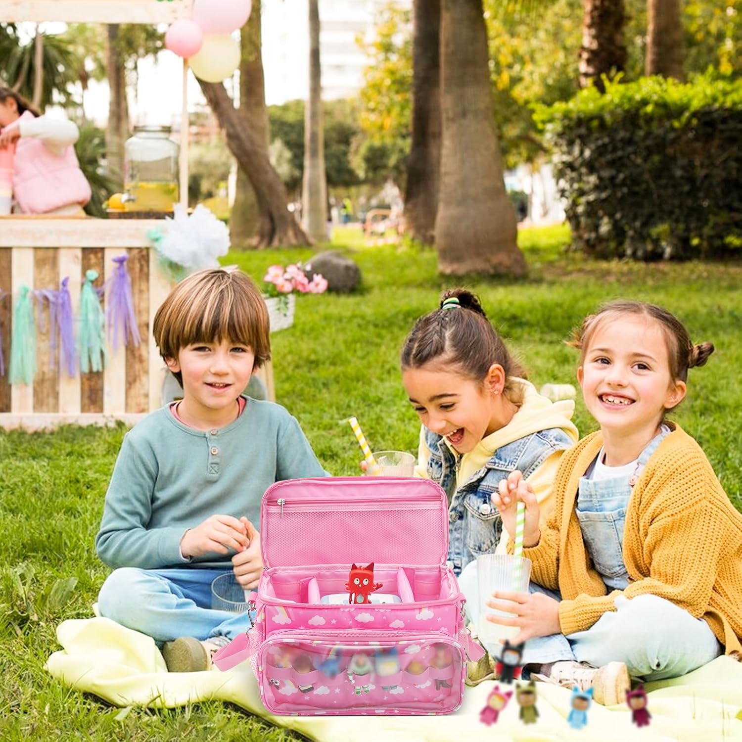 for Tonies Carrying Case, Toniebox 1 2 Case for Tonies Figures,Tonie Characters, Tonies Storage and Organizer with Shoulder Strap,Tonies Box Starter Set,Tonies Headphones Bag (Pink Rainbow) - Image 4