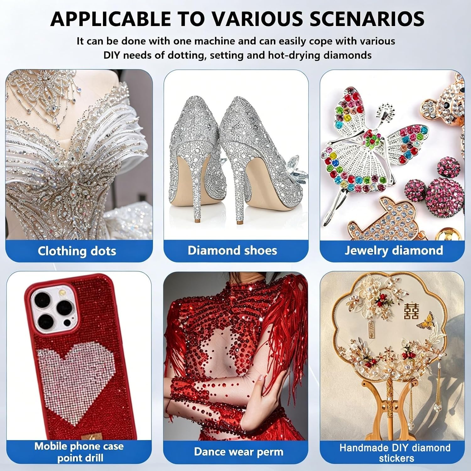 Eoweiot Sertisseur de strass à ultrasons 500 W avec pompe à vide vêtements, chaussures, sacs, cuir et loisirs créatifs
