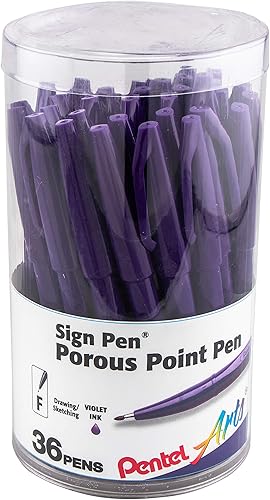 Miniatura 10 de Pentel Arts Sign - Bolígrafo con punta de fibra, tinta azul, paquete de 36 unidades (S520PC36C)