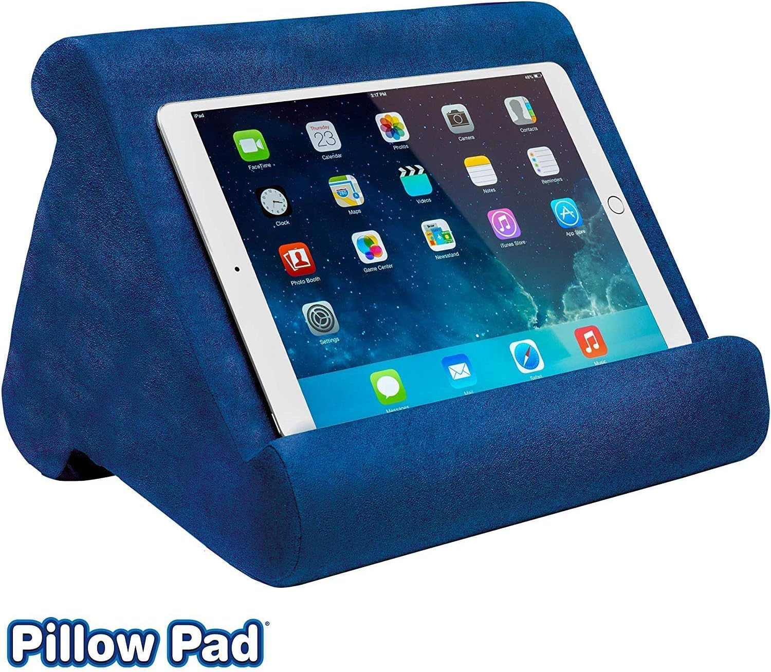 Prtukyt Multi-Angle Soft Pillow Lap Stand for iPads, Tablets, eReaders, Smartphones, Books, Magazines (Blue)