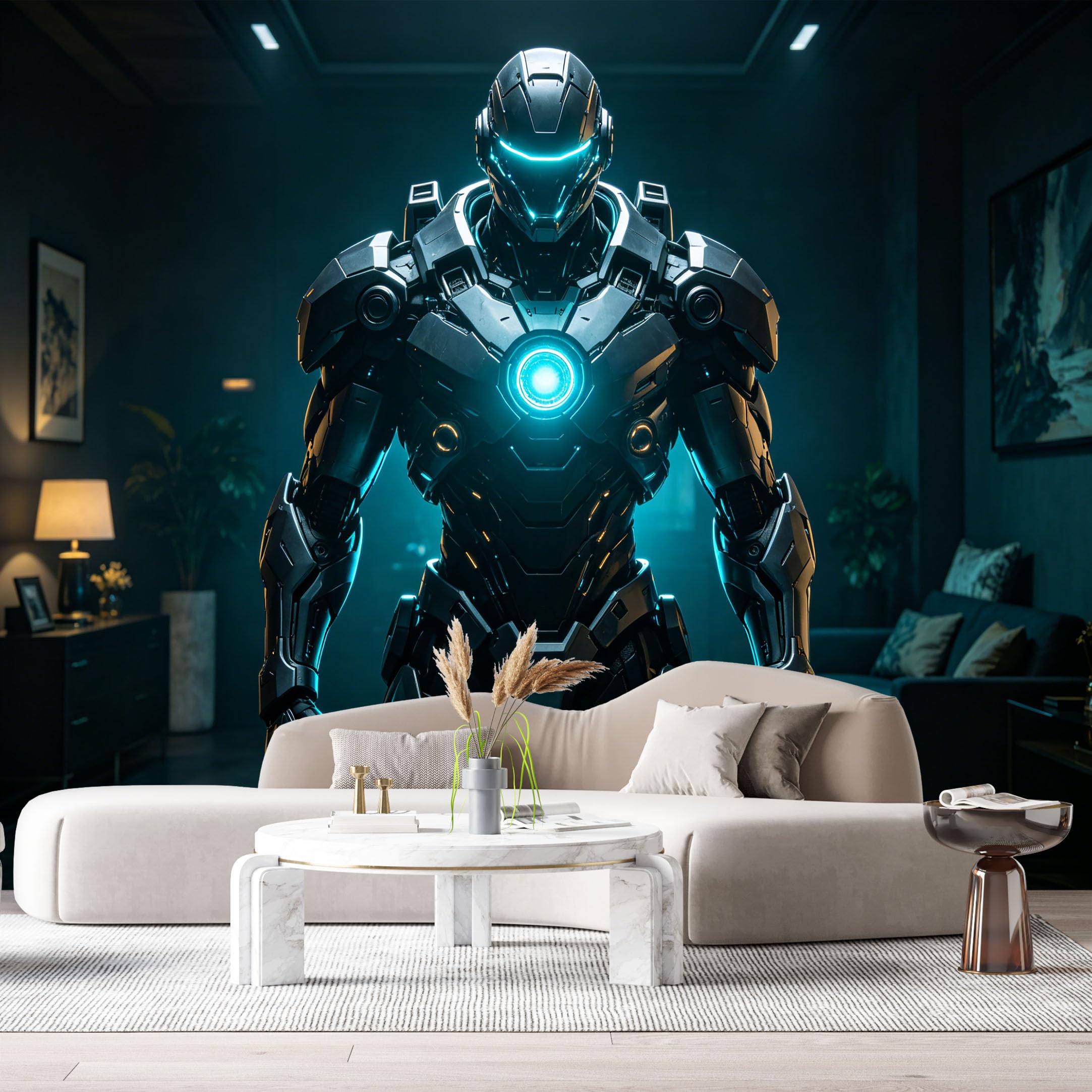 Custom Size Wall Murals SciFi Mecha Robot Modern Contemporary 3D Mechanical Armor SelfAdhesive Wall Fabric Removable Large Wallpaper for Photo Living Room