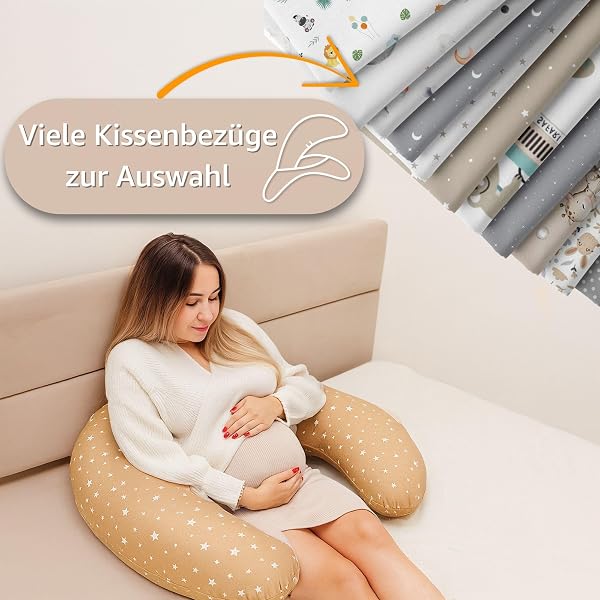 Totsy Baby Cuscino allattamento e gravidanza 190cm – Guanciale laterale corpo per dormire sul fianco Supporto perfetto per il riposo e il relax Ideale per maternità e futuro mamme Forma a C Oeko-Tex - 5