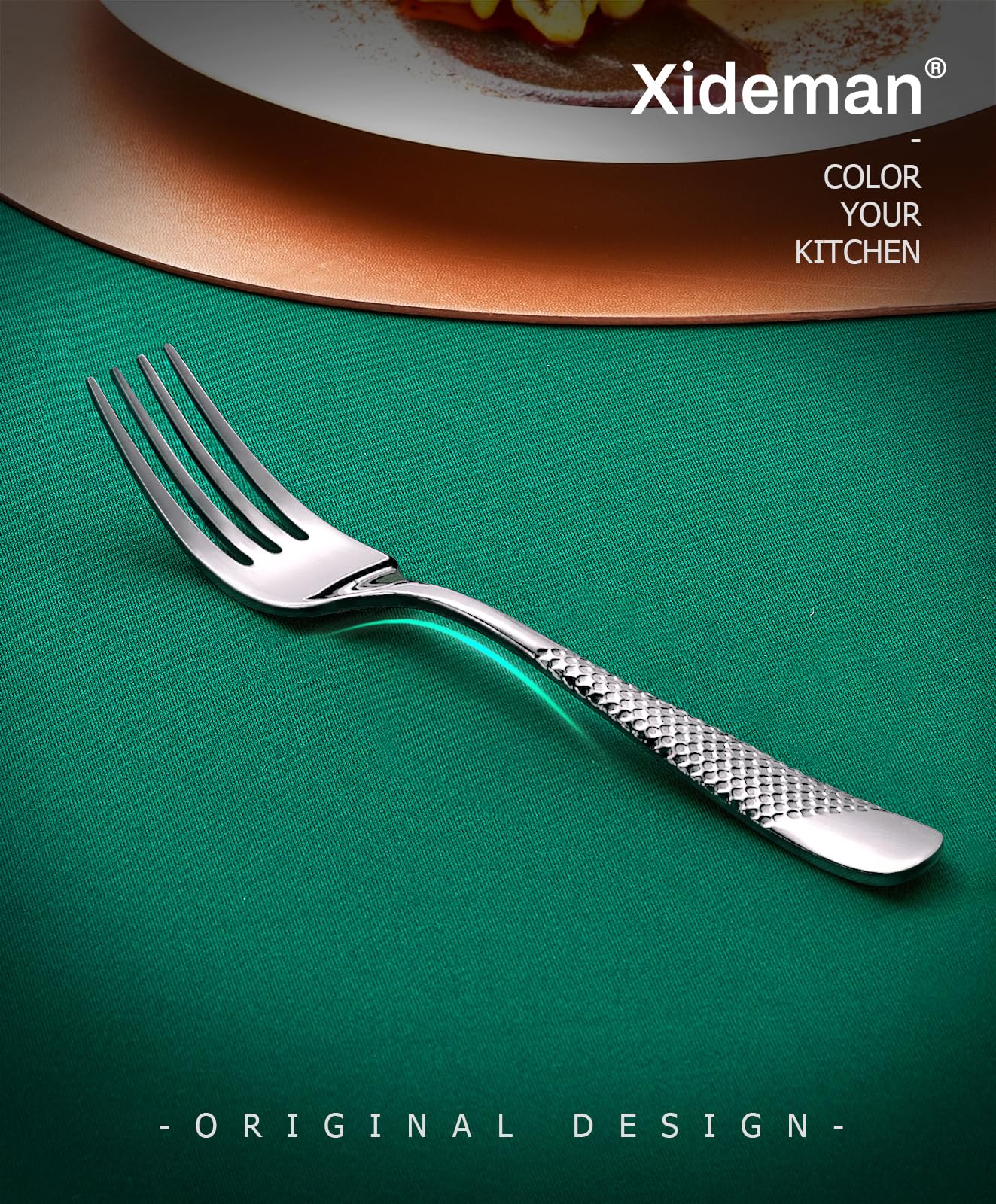 Xideman® 12-Piece Premium Hammered Fork (6.7 inch), 18/10 Stainless Steel Useful Medium Dinner Forks - Image 3