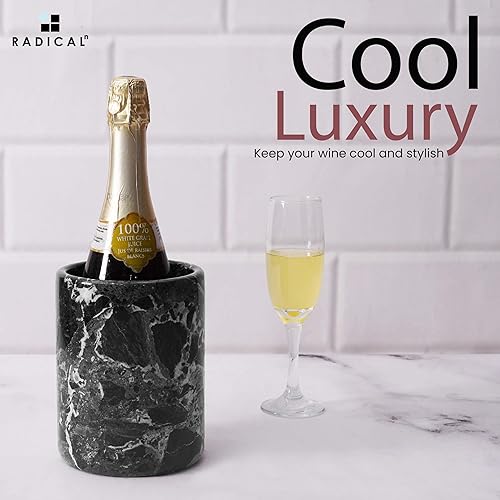 Miniatura 3 de Radicaln Enfriador de vino de mármol de mesa negro de 5.5 x 6.5 pulgadas, hecho a mano, decoración alta y portátil para el hogar y la cocina,