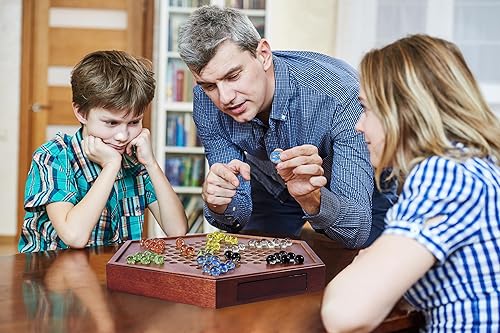 Miniatura 7 de VAMSLOVE Chinese Checkers - Tablero de juego de madera de 15 pulgadas, versión mejorada, 0.630 in, 60+12 canicas de vidrio coloridas, fácil agarre