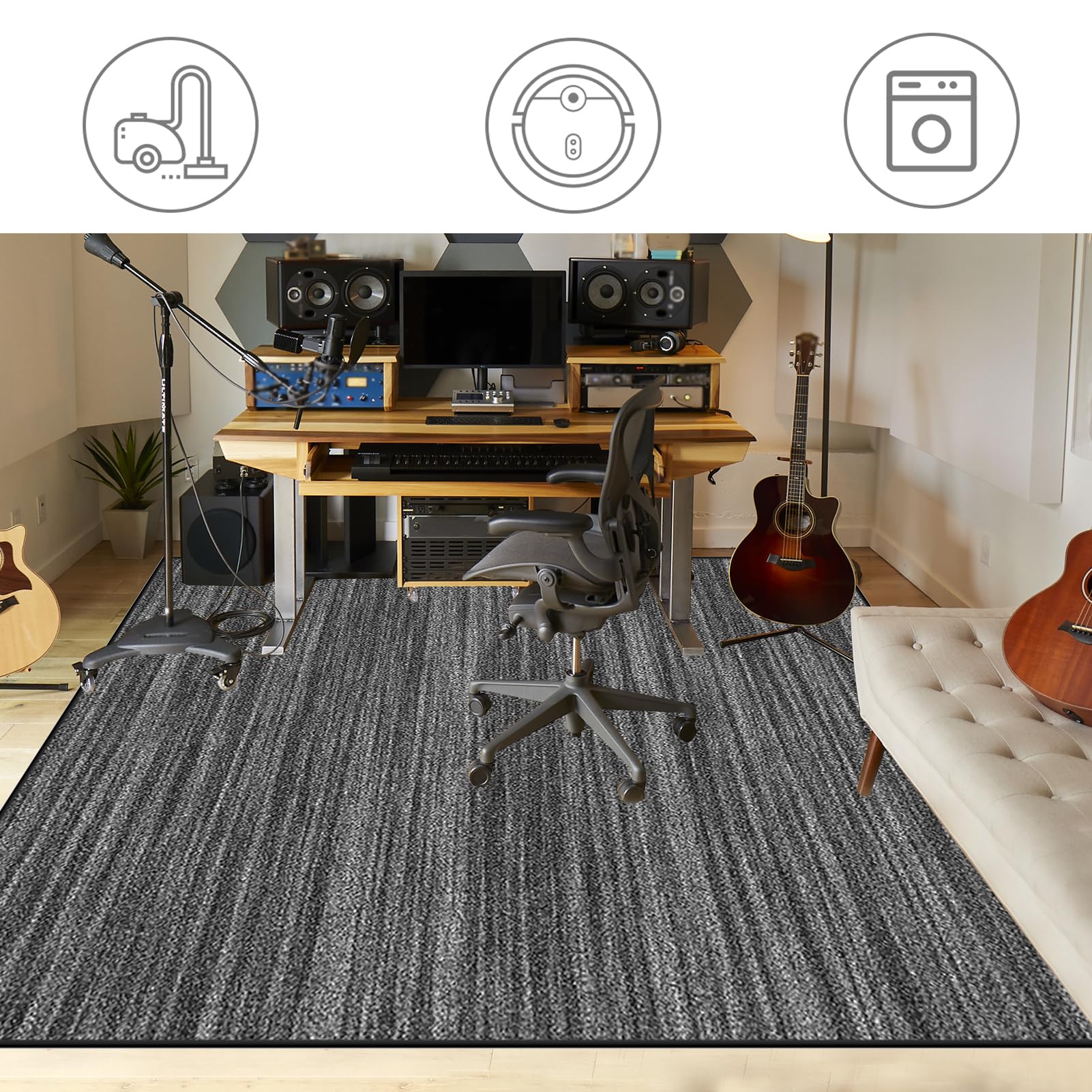 Alfombras para Baterías Antivibracion - Alfombrilla de Tambor Electronica Antideslizante - Alfombra Insonorizada para Caja de Bombo y Otros Instrumentos Musicales 140 x 90 cm