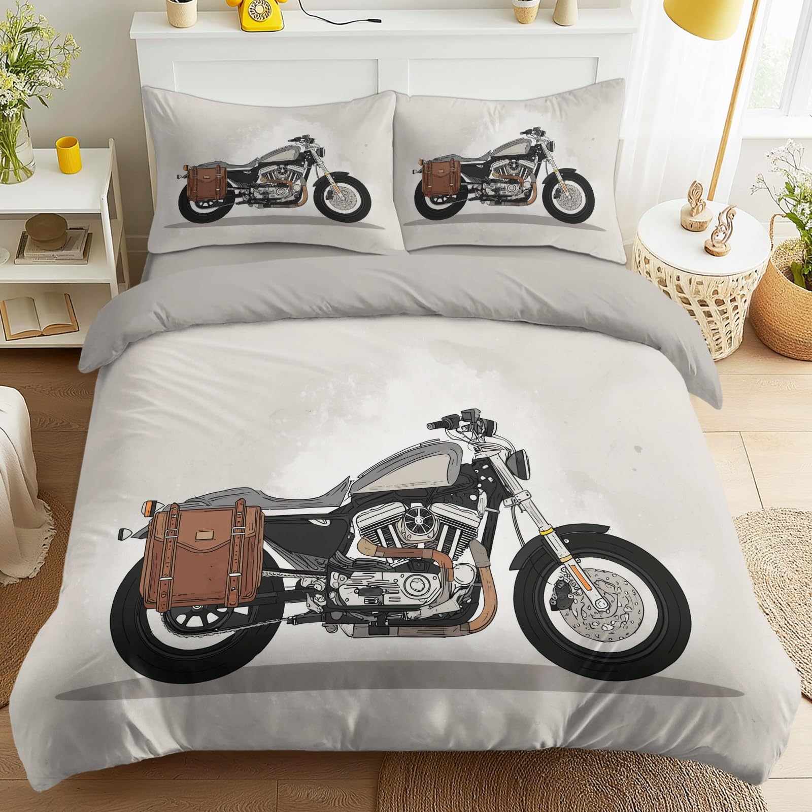 Parure de lit moto vintage en microfibre pour transformer votre chambre adulte