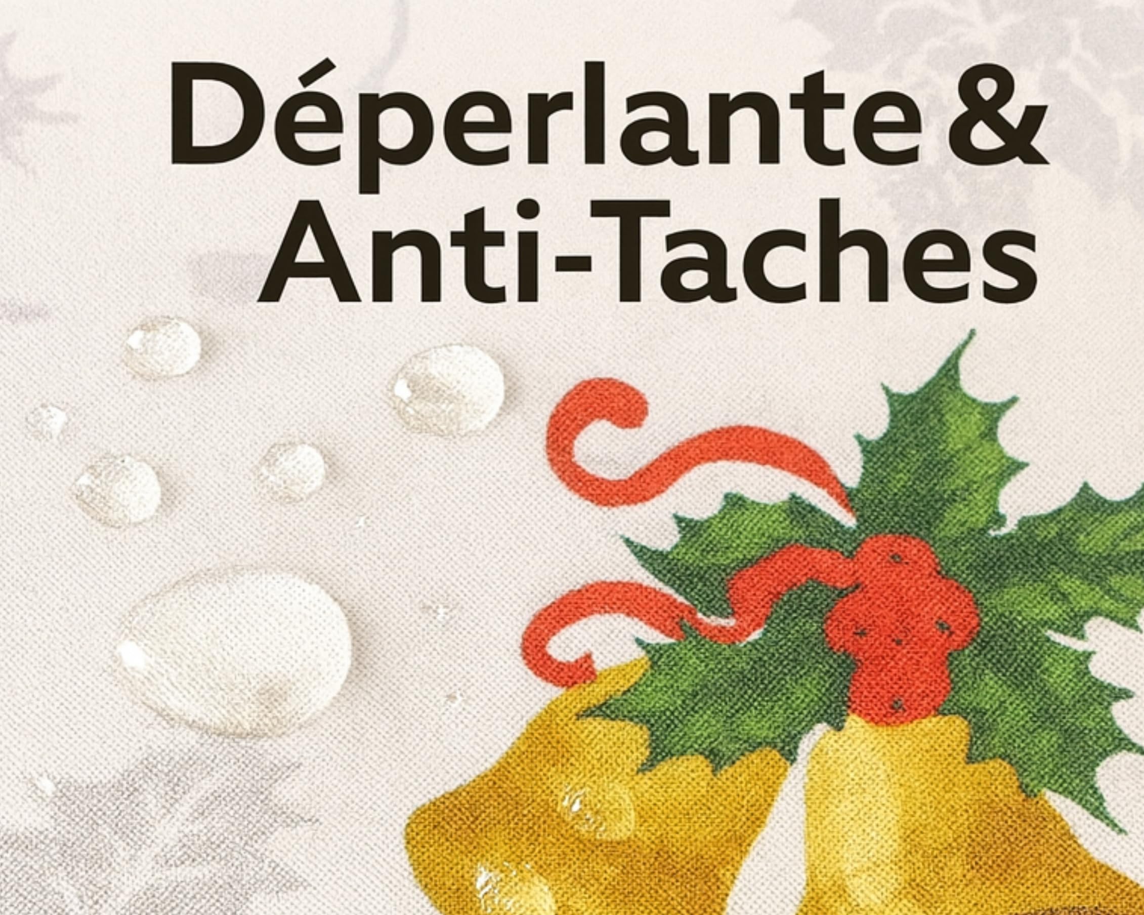 Kersttafelkleed, rechthoekig, vuilafstotend, bel, 150 x 300 cm