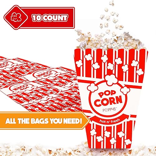 Miniatura 2 de Poppy's Cajas grandes para palomitas de maíz, paquete de 10 cubos de palomitas de maíz de grado concesión de 46 onzas, accesorios para máquinas de