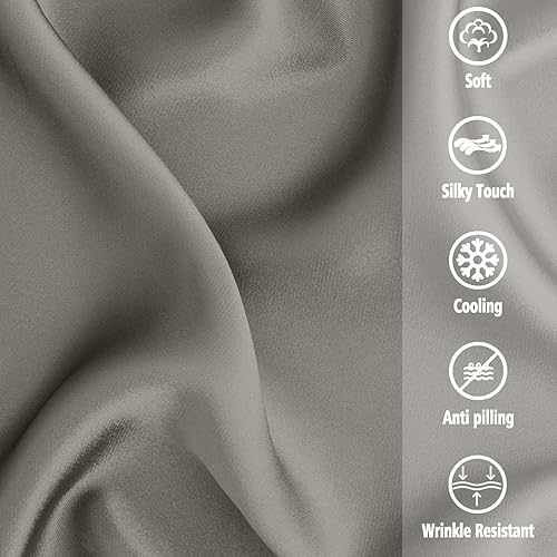 Miniatura 8 de Rayon Derived from Bamboo King Sheet Set, Bedding Sheet Set, 4 Pcs King Bedding Set, Silky Soft, Breathable Sheets (King, Charcoal Grey)