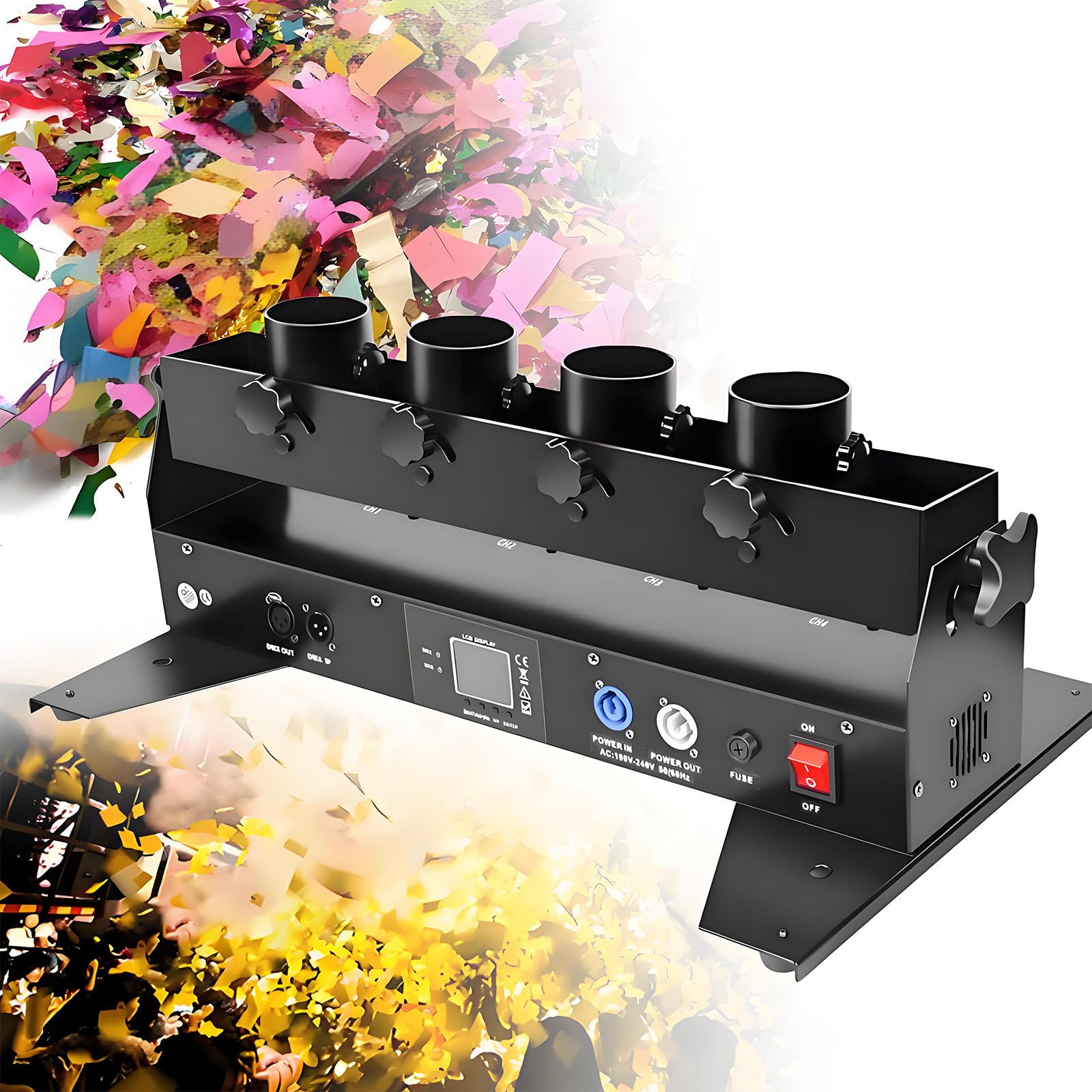 Lanceur de confettis électrique Portable à 4 Coups, avec télécommande, idéal pour Les scènes, Les Mariages et Noël