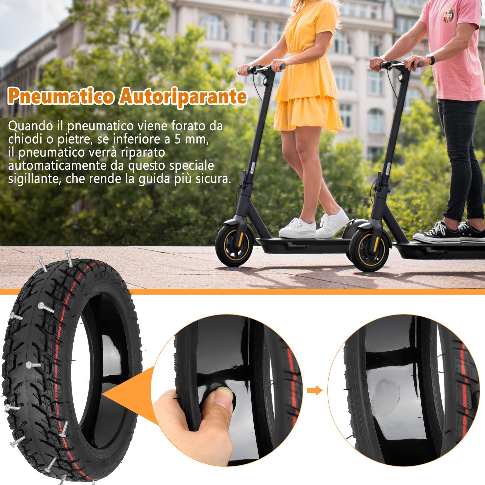60/70-6.5 Ruote Tubeless per Segway Ninebot Max G30 Scooter Ruota di Scorta Fuoristrada Autoriparante Addensata Antideflagrante Durevole e Sicura (2 Pcs)
