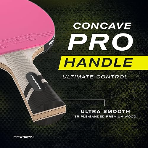 Vista 4 de PRO-SPIN Palas de ping pong - Raquetes de tenis de mesa de nivel profesional con fibra de carbono para un control superior Lámina de 7 capas, goma