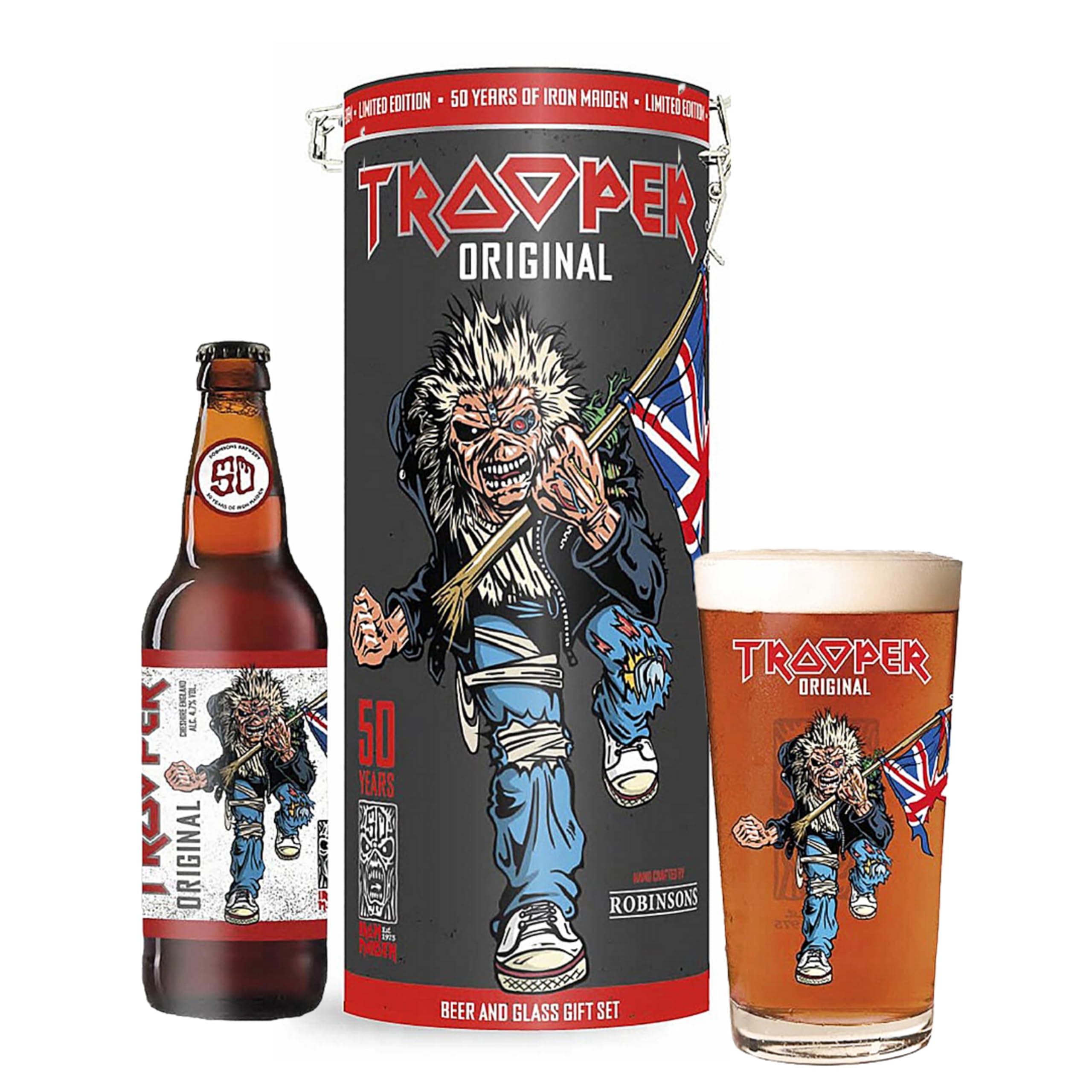 Premium Beer Gift Set for Mens Gifts - Original Britisg Lager Beer 500ml & Branded Beer Glass in The Tin Gift Box. Great Christmas Gifts for Men, Stocking Fillers, Birthday Gifts or Food Hamper