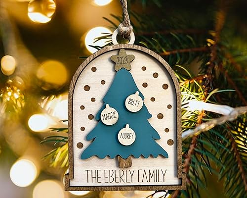 Miniatura 3 de Adorno de árbol de Navidad familiar anual personalizado, regalo personalizado, decoración navideña colgante