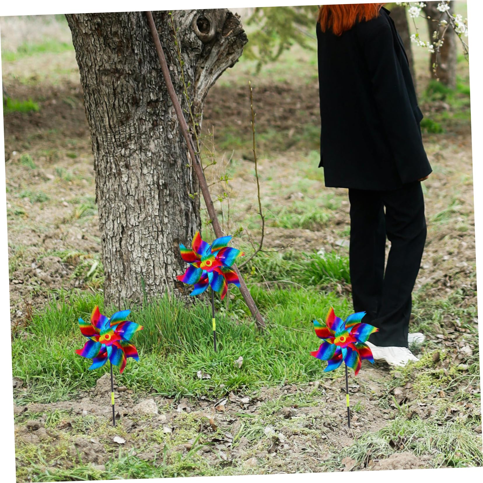 BESPORTBLE 6pezzi Girandola Rotante per Giardino e Cortile Mulino Vento Decorativo Girandole per Giardino Girandola da Design Riflettente Spaventapasseri per Uccelli Decorazione per Patio