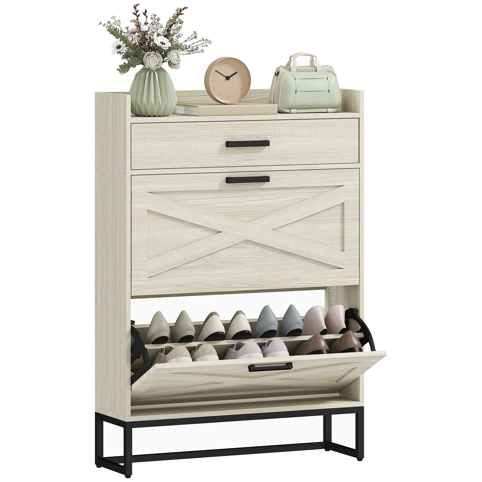 Amazon.com: HOMCOM Narrow Shoe Storage Cabinet, 12 Pairs