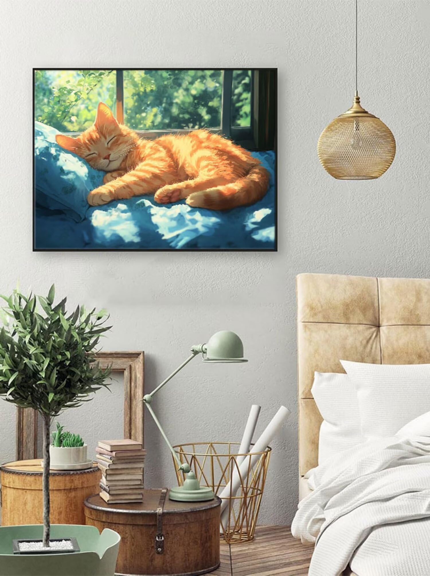 Diamentowy obraz kot malarstwo diamentowe manga diamentowe malowanie dla dorosłych, 5D DIY haft diamentowy ścieg krzyżykowy hobby kreatywne rzemiosło dla dorosłych, zestaw do dekoracji ścian, 100 x