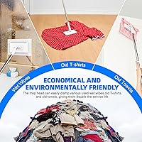 Vista 8 de Mini trapeador con agarre rápido con mango de 39 pulgadas, limpiador de polvo sin espacio al tacto y cabezal de bloqueo, trapeadores perezosos