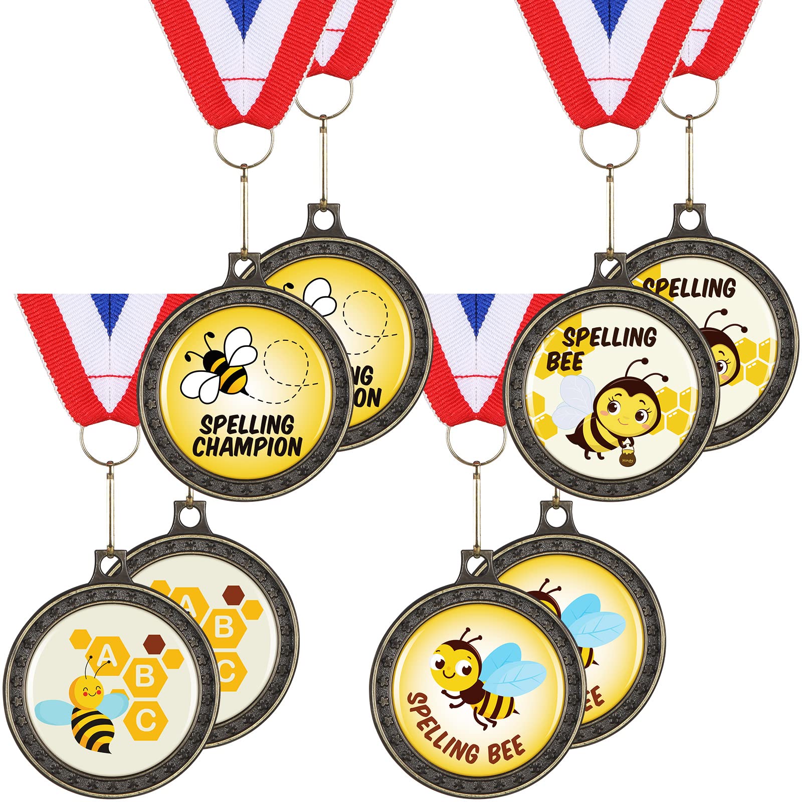Buy 8 Pcs Spelling Bee Award Medals with Neck Ribbon 2 Inch Metal