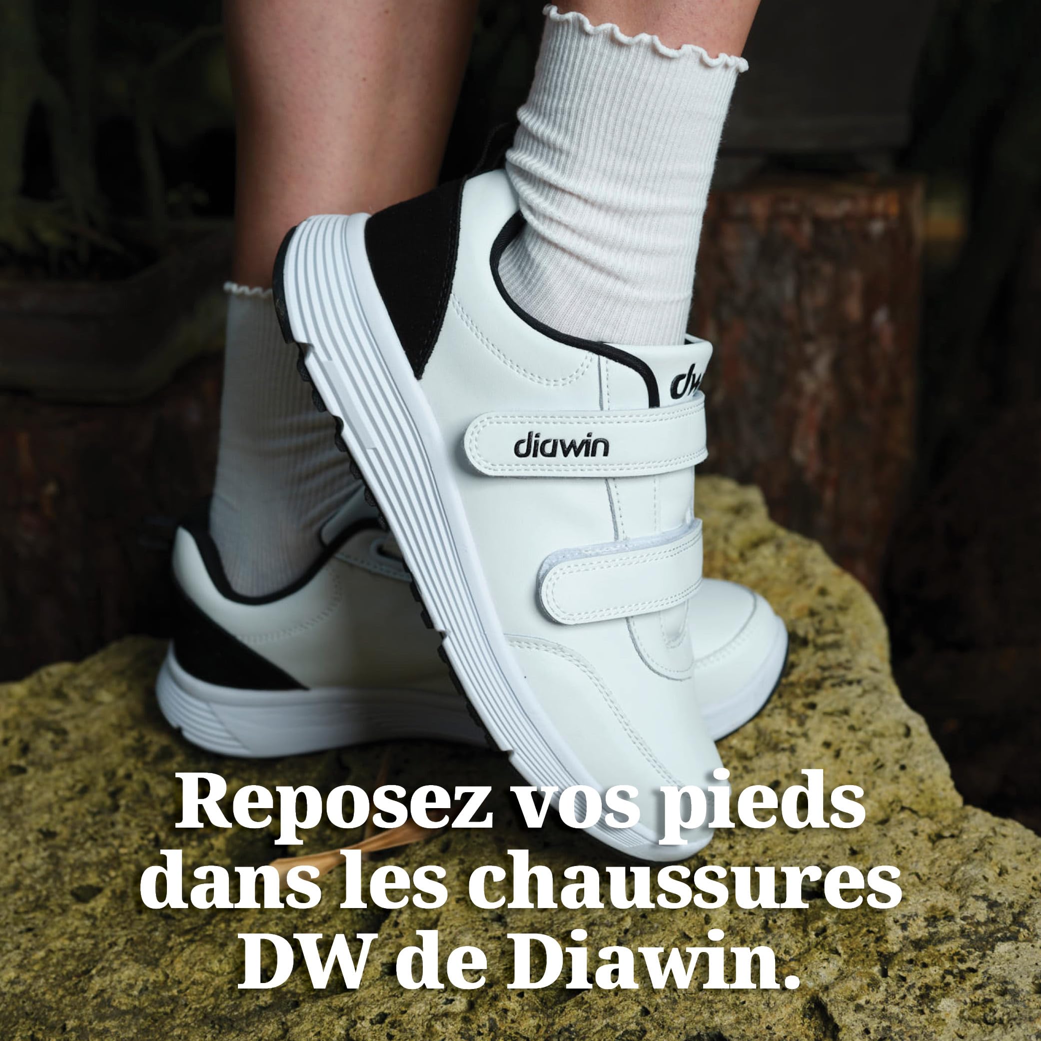 diawin Chaussures en Cuir Véritable Larges pour Hommes et Femmes – Avant-Pied Large, Profondeur Supplémentaire, Confort Pieds Gonflés, Idéal pour Diabétiques