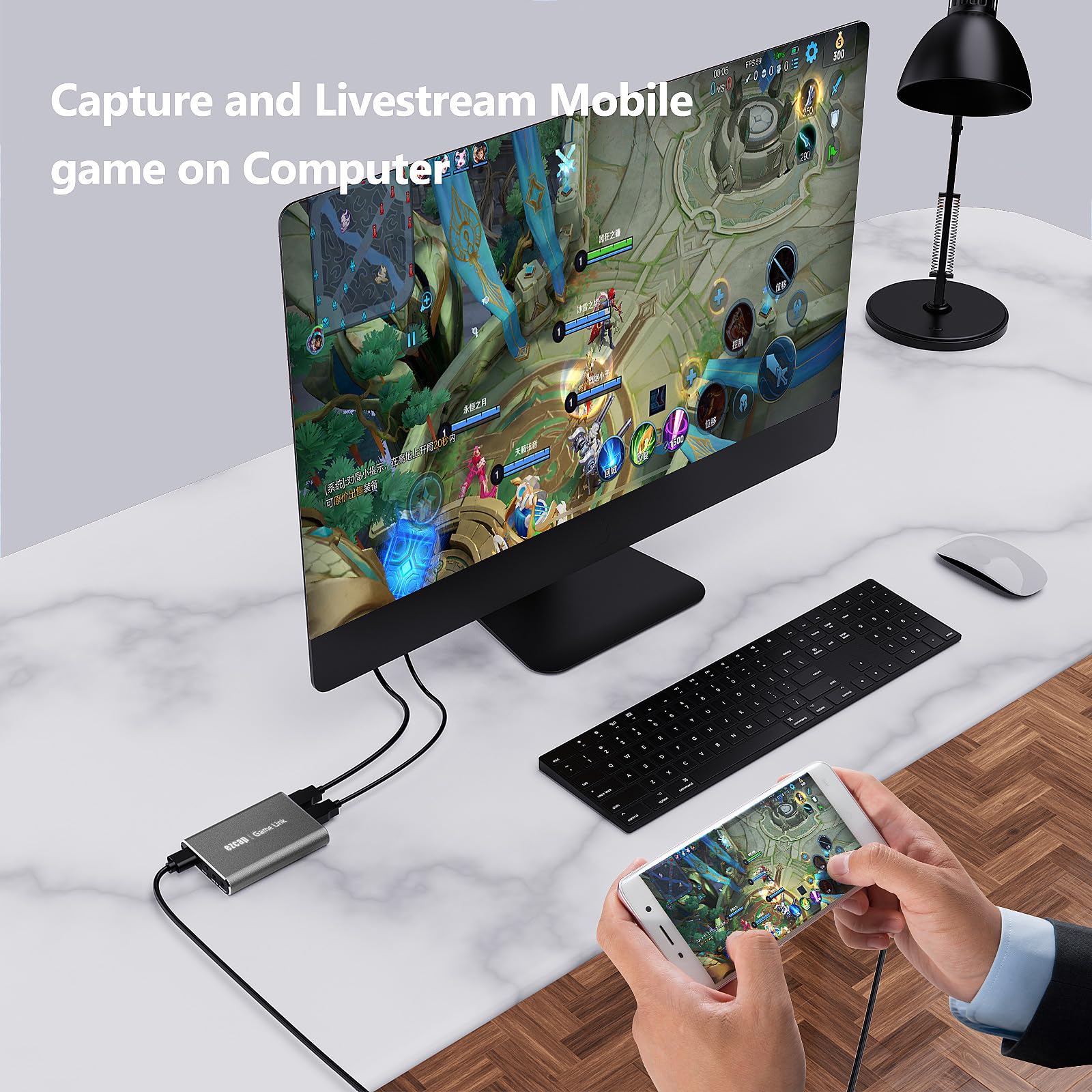 docooler 371 Game Link U3 Boîte de capture vidéo 4K Loop Out 1080p h-D Boîtier d'enregistrement USB 3.2 Audio Vidéo Convertisseur Prend en charge MIC IN LINE IN Plug and Play pour TV Box Computer Game