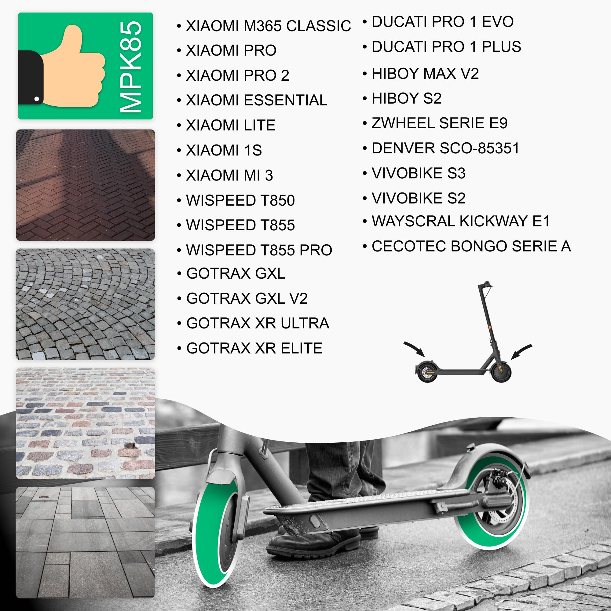 MOOVMOOV Ruedas Macizas 8,5 Pulgadas Antipinchazos para Patinete Xiaomi M365 Pro Pro 2 Essential Light 1S Mi 3 Cecotec