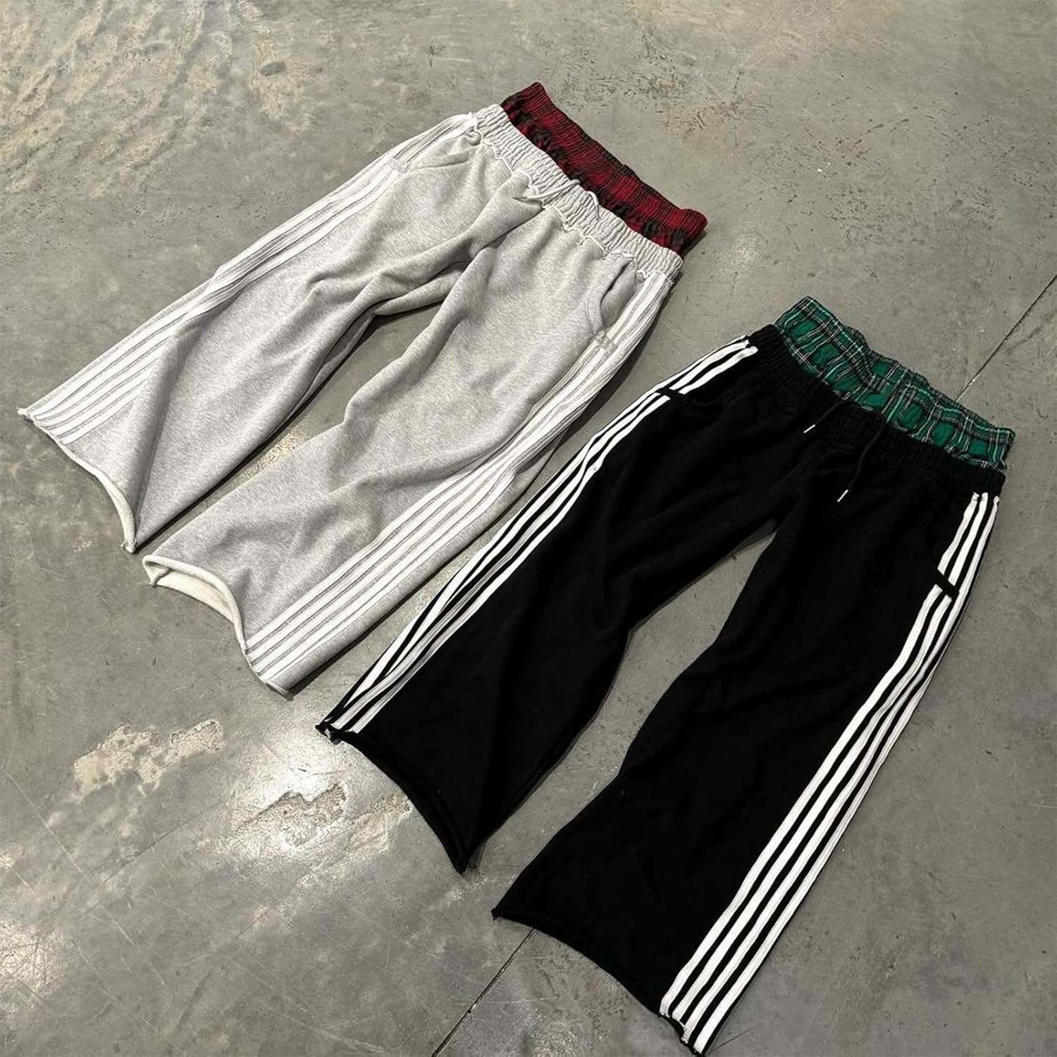 Double Waisted Sweatpants Men Y2K Striped Boxer Sweatpants High Rise Cool Wide Leg Baggy Sweat Pants 2000S Athletic - Image 7