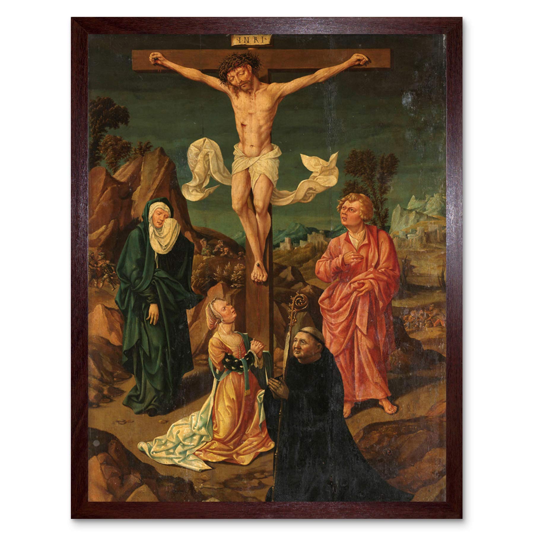 Crucifixion The Virgin Saint John Mary Painting Art Print Framed Poster Wall Decor 12x16 inch