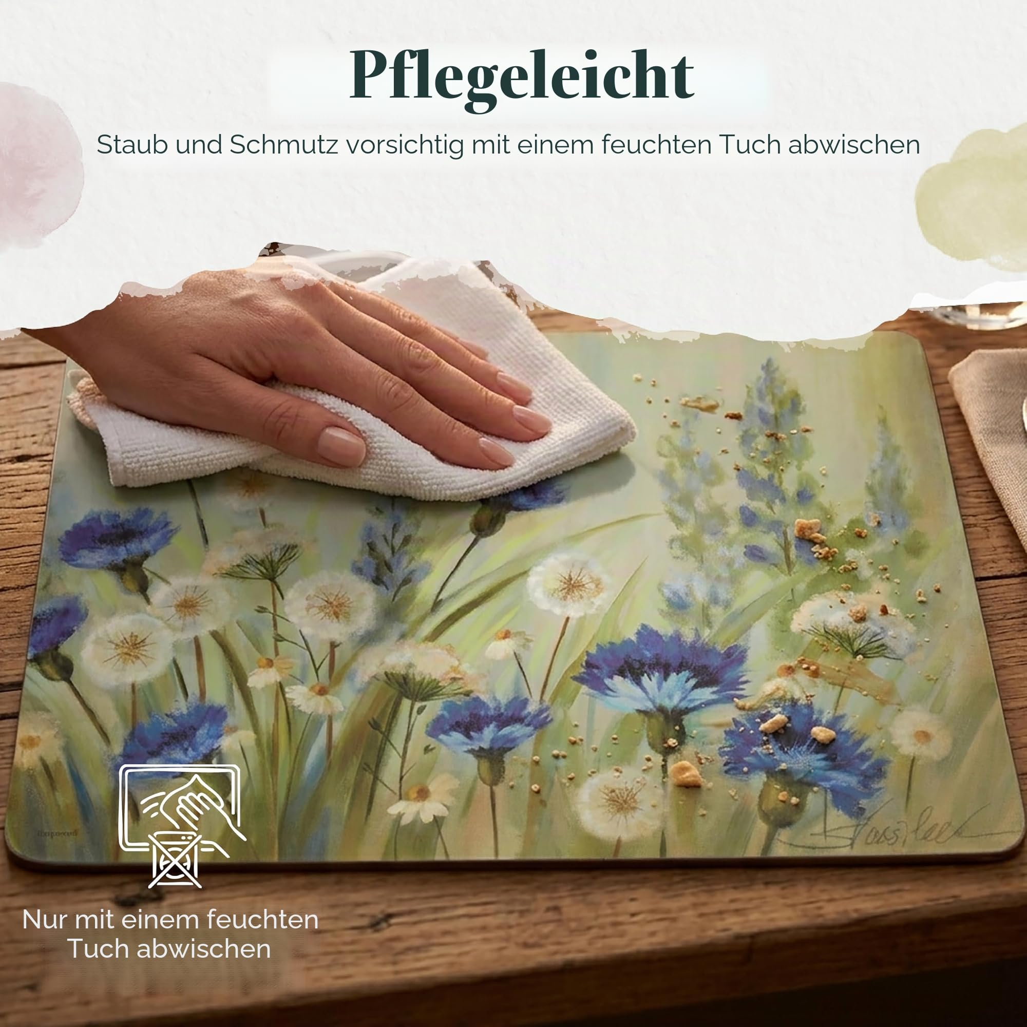 Pimpernel Fleur des Champs Collection Tischsets | 4er-Set | hitzebeständige Matten | Korkunterlage | hartes Tischset für Esstisch | Maße: 39,9 x 29,7 cm Mehrfarbig