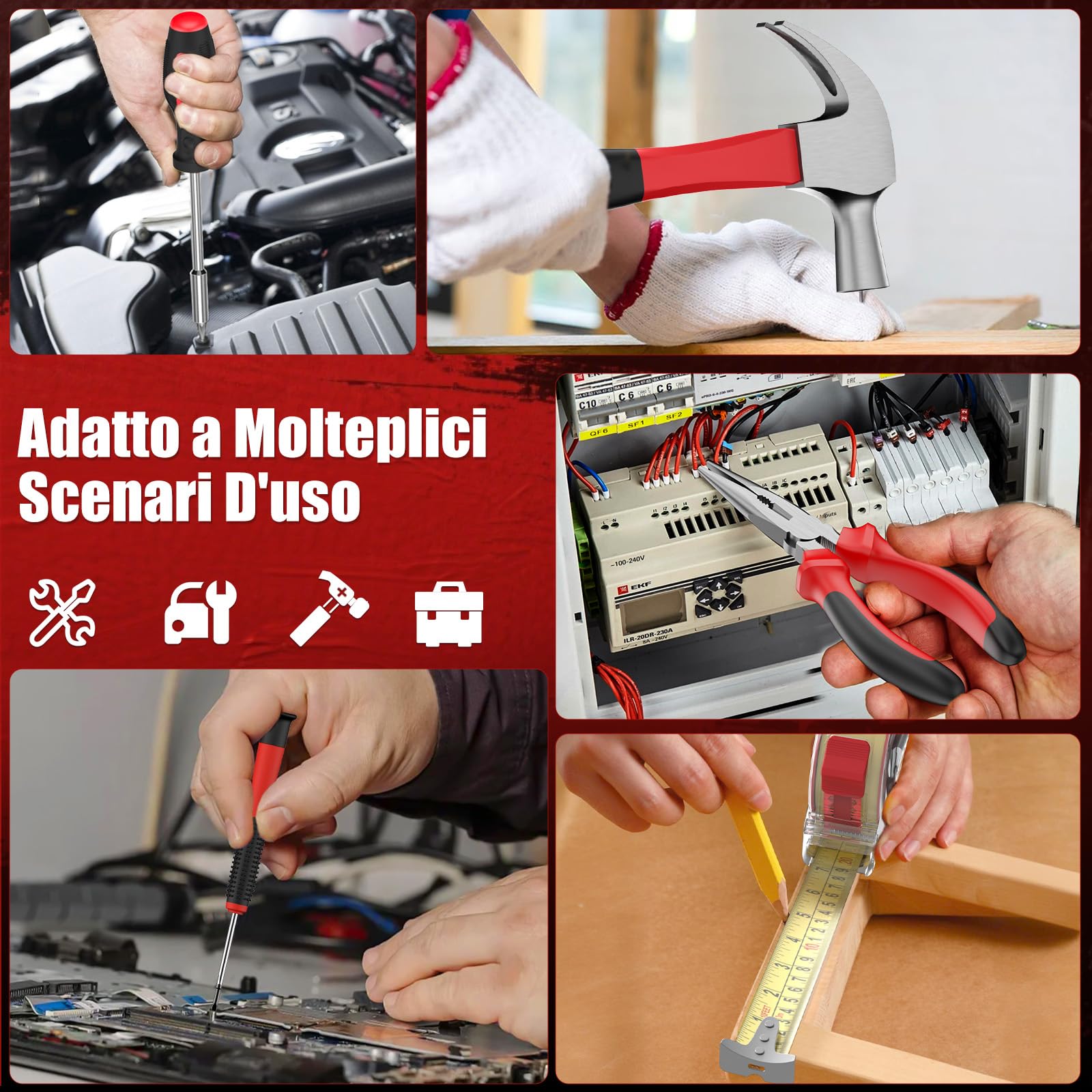 Sundpey Cassetta Attrezzi Completa 132 Pezzi - Set di Attrezzi Professionali per Auto - Kit Smontaggio Pannelli Auto - Set Attrezzi da Lavoro con Cassetto per la Casa e la Riparazione Fai Da Te