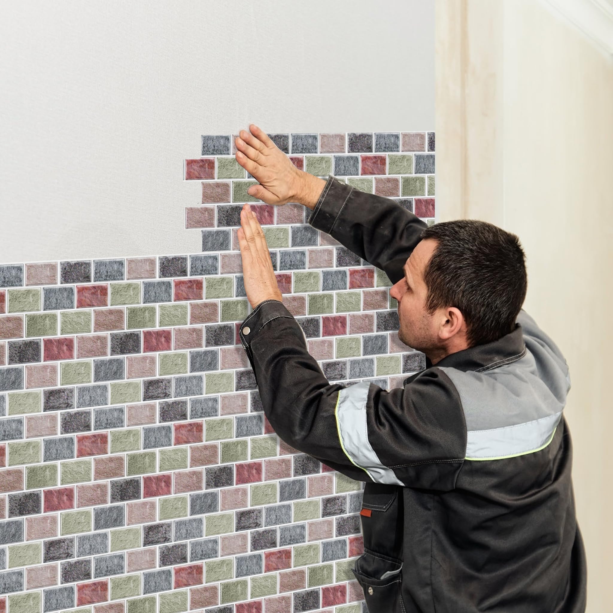 HENGMEI Adhesivos para azulejos Cocina Pegatinas 3D Autoadhesivas Película adhesiva para azulejos Adhesivo de pared para Baño Techos de cocina, 30 hojas, Tipo M
